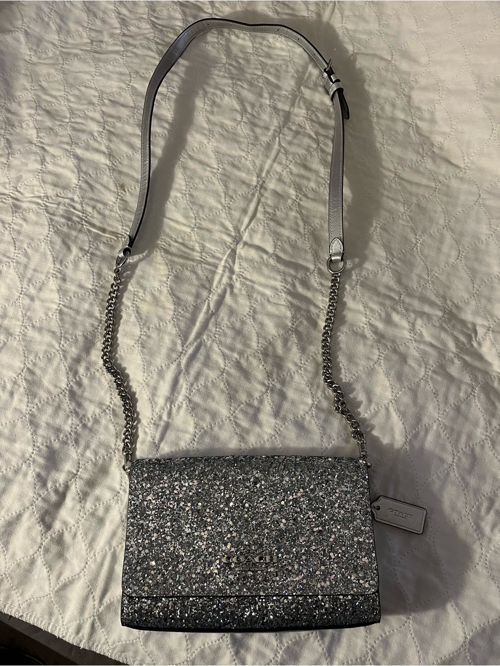 Coach Glitter Crossbody Bag in Silver and Black